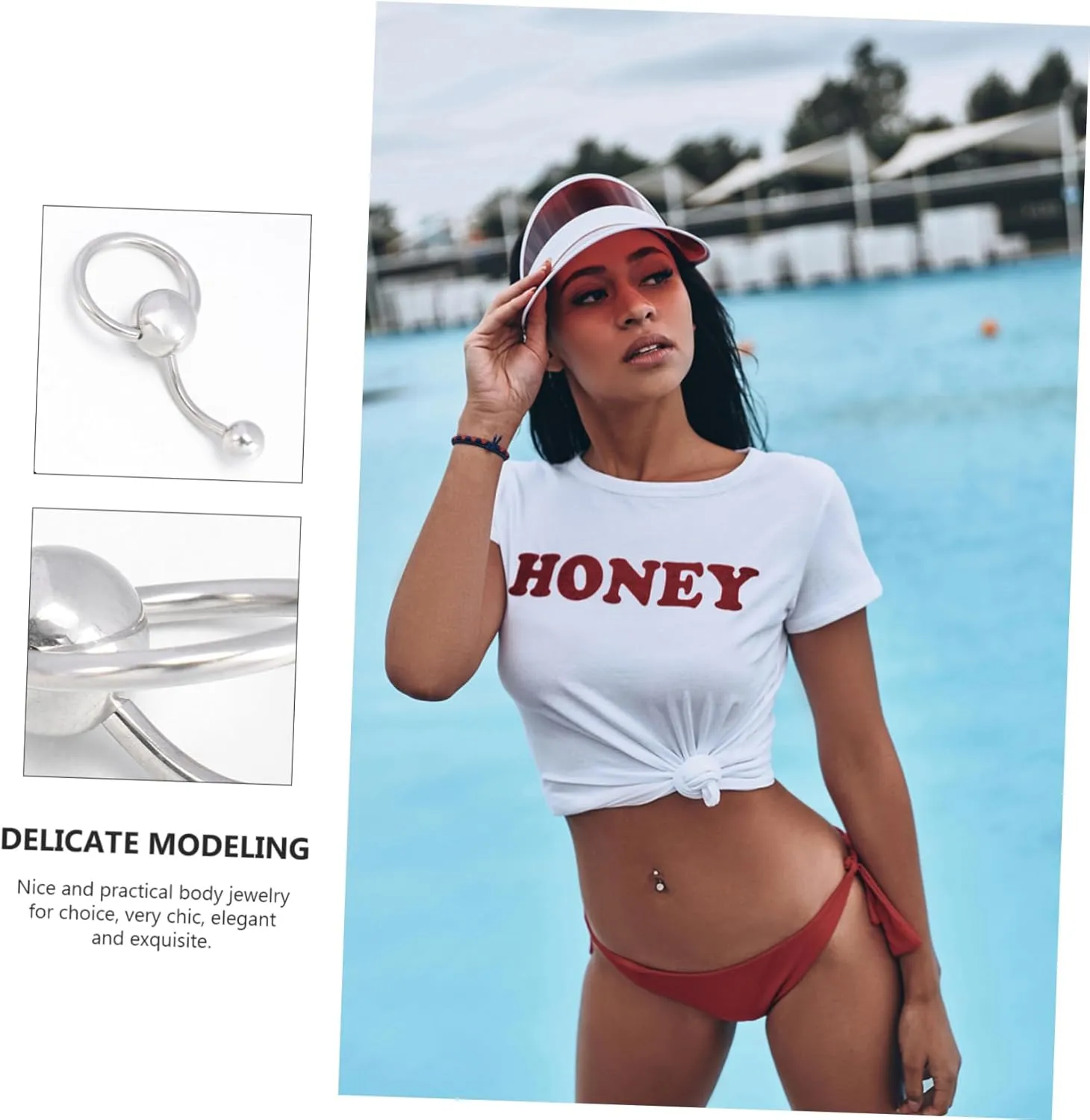 9 Pcs Navel Nail Set Metal Belly Bars Belly Decoration Acrylic Jewelry Belly Button Ring Belly Piercing