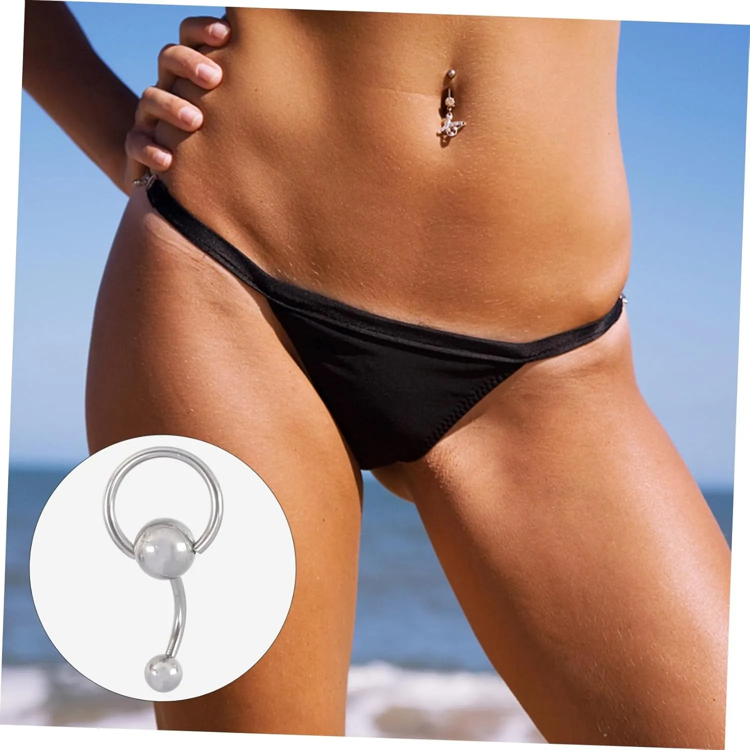 9 Pcs Navel Nail Set Metal Belly Bars Belly Decoration Acrylic Jewelry Belly Button Ring Belly Piercing