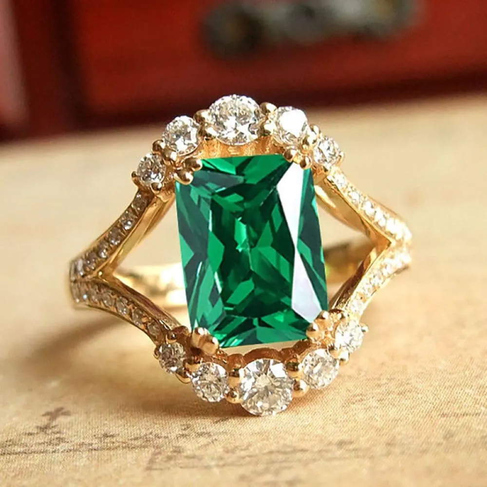 925 silver Shiny fashion ring Emerald ring, rose gold ring Wedding ring Engagement ring ring Cocktail ring for women cubic zircon oxide ring women jewelry rings statement