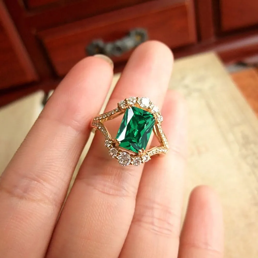 925 silver Shiny fashion ring Emerald ring, rose gold ring Wedding ring Engagement ring ring Cocktail ring for women cubic zircon oxide ring women jewelry rings statement