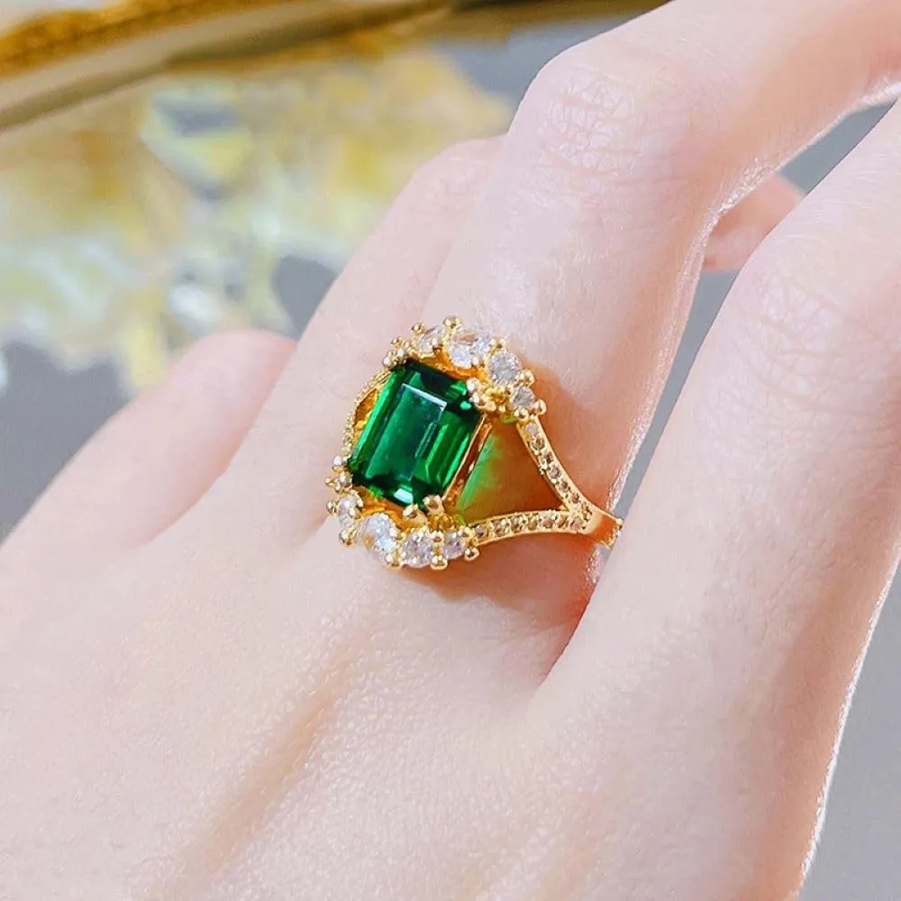 925 silver Shiny fashion ring Emerald ring, rose gold ring Wedding ring Engagement ring ring Cocktail ring for women cubic zircon oxide ring women jewelry rings statement