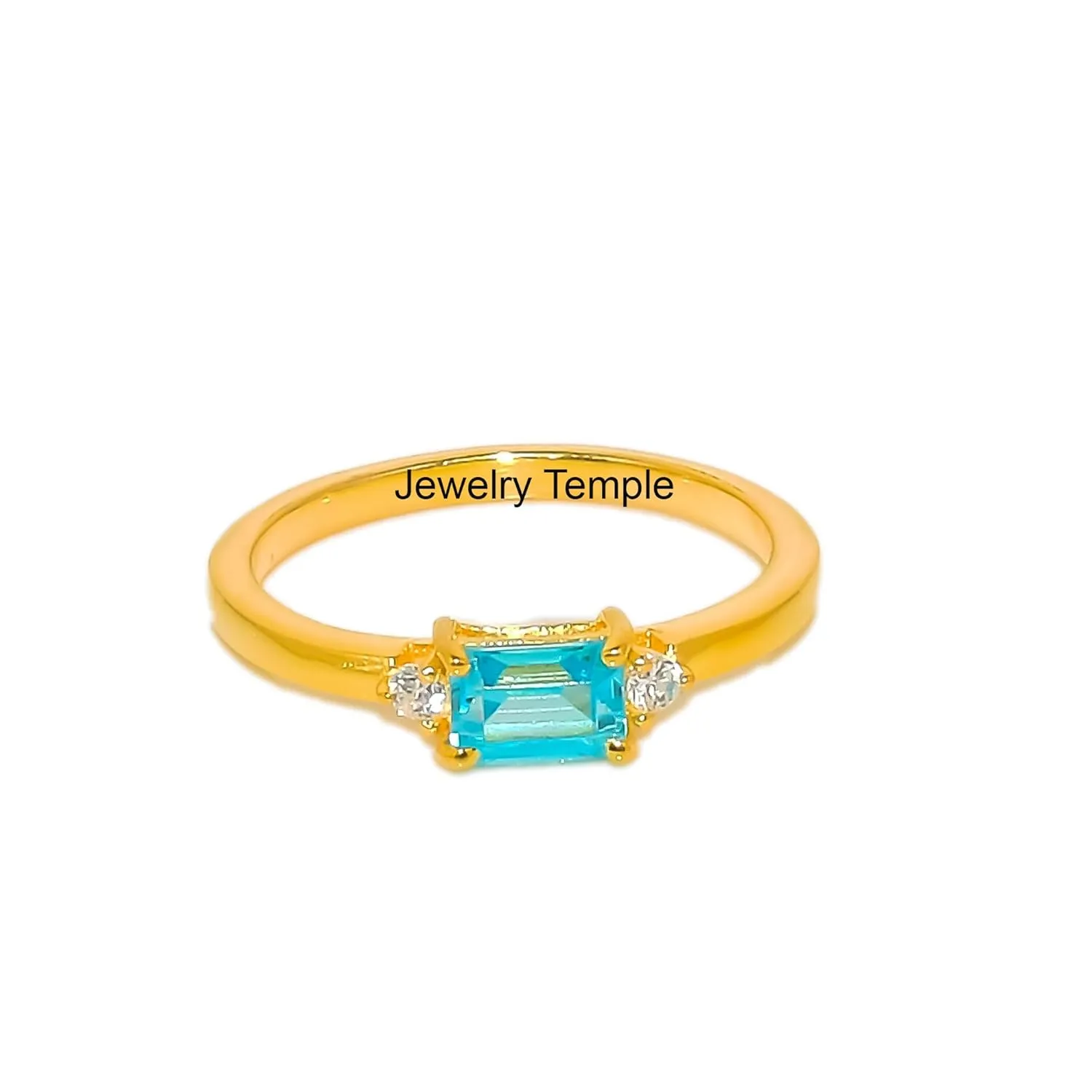 925 Solid Silver Band | Blue Topaz Gemstone Stacking Stackable Statement Rings For Men & Women | Midi Radiant Ring | Best Gifts For Christmas (925 Silver, 5)