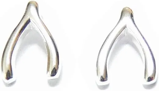 925 Solid Sterling Silver Small Wishbone Stud Earrings - Unique Hypoallergenic Tiny Jewelry - Unisex