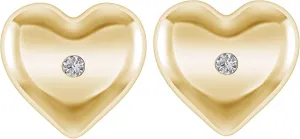 925 Sterling Silver 1/20 Carat (ctw) Round Cut Natural White Diamond Love Heart Stud Earrings For Women (H-I / I1-I2 / 0.05 Cttw) |Delicate Earrings