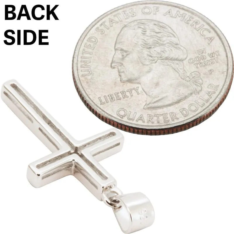 925 Sterling Silver 14K White/Yellow Gold Finish AAA Cubic Zirconia Cross Pendant 1.5MM Franco/2MM Moon Cut Bead Ball Chain Necklace For Women & Men 18-24 Fine Jewelry