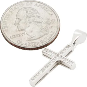 925 Sterling Silver 14K White/Yellow Gold Finish AAA Cubic Zirconia Cross Pendant 1.5MM Franco/2MM Moon Cut Bead Ball Chain Necklace For Women & Men 18-24 Fine Jewelry