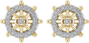 925 Sterling Silver 1/6 Carat (ctw) Natural Round Cut White Diamond Ship's Wheel Stud Earrings For Women (H-I / I1-I2 / 0.18 CTTW) | Delicate Earrings