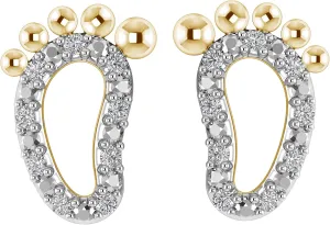 925 Sterling Silver 1/8 Carat (ctw) Round Cut Natural White Diamond Footprint Stud Earrings For Women (H-I / I1-I2 / 0.13 CTTW) |Delicate Earrings