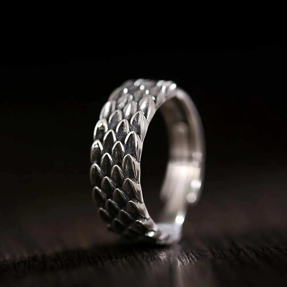 925 Sterling Silver Angel's Wing Couple Rings Gothic Adjustable Ring for Men and Women