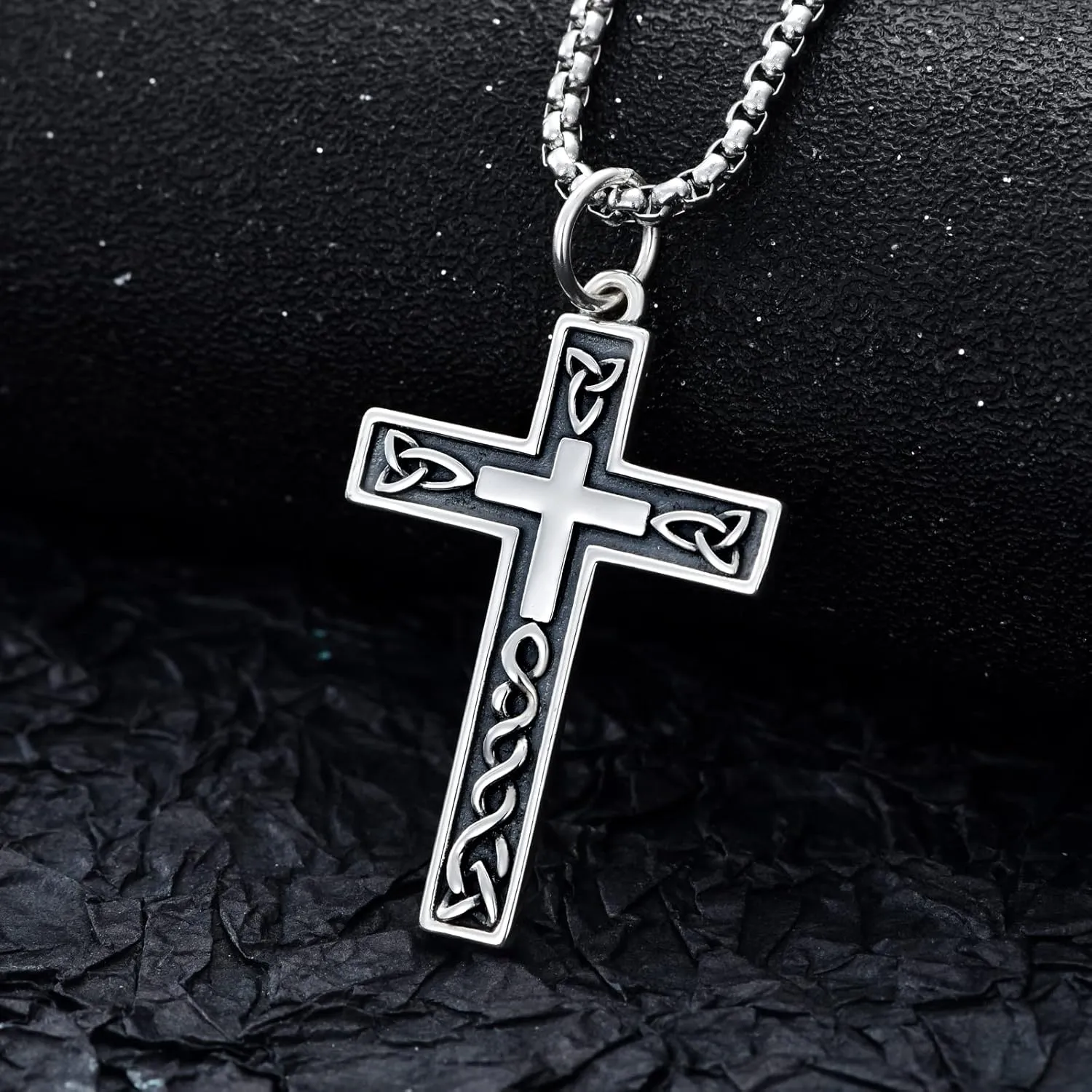 925 Sterling Silver Cross Necklace For Men Women Polished Delicate Crucifix Cross Pendant Jewelry Gifts for Birthday Christmas Valentine, 20/22/24 Inches