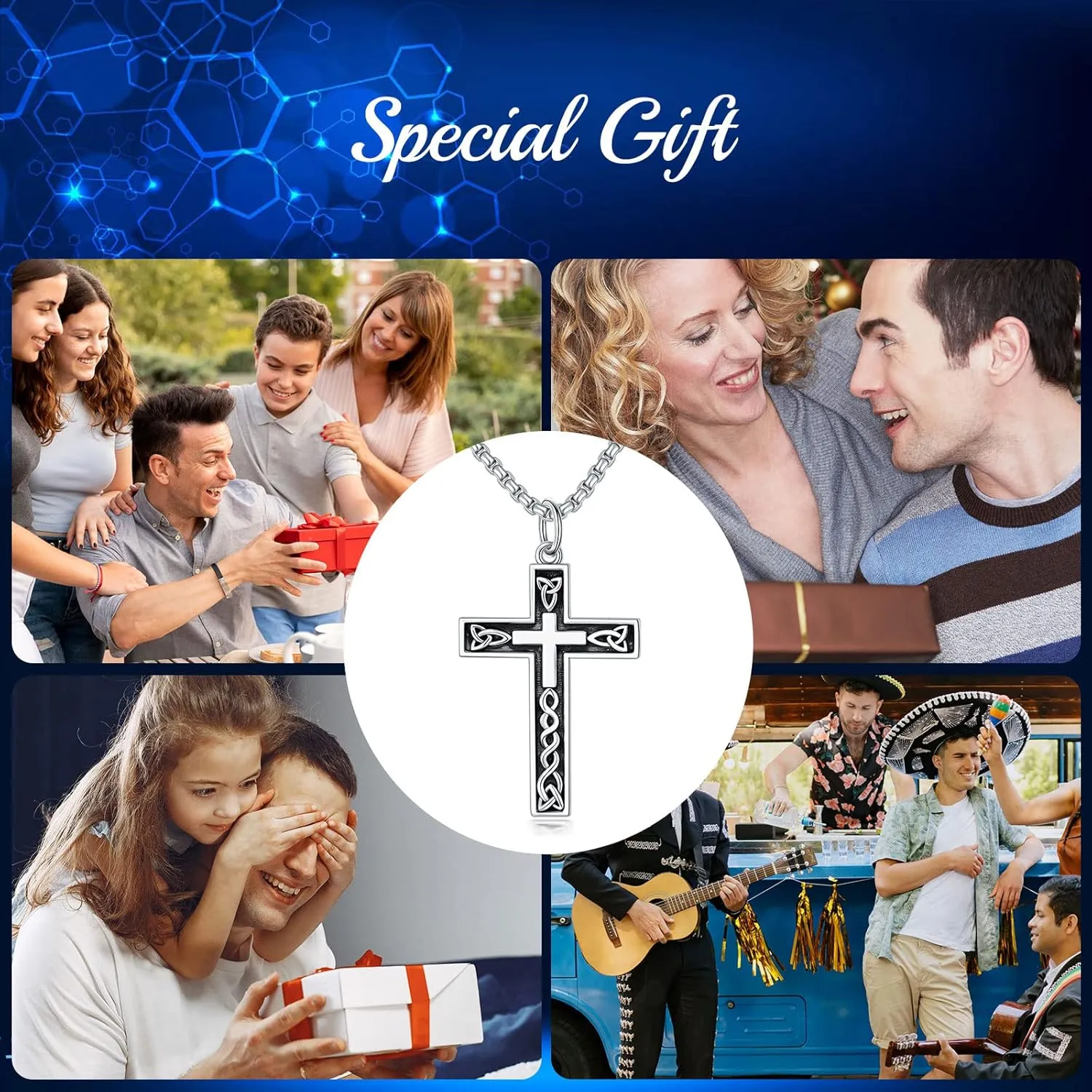 925 Sterling Silver Cross Necklace For Men Women Polished Delicate Crucifix Cross Pendant Jewelry Gifts for Birthday Christmas Valentine, 20/22/24 Inches