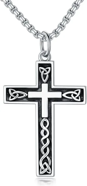 925 Sterling Silver Cross Necklace For Men Women Polished Delicate Crucifix Cross Pendant Jewelry Gifts for Birthday Christmas Valentine, 20/22/24 Inches