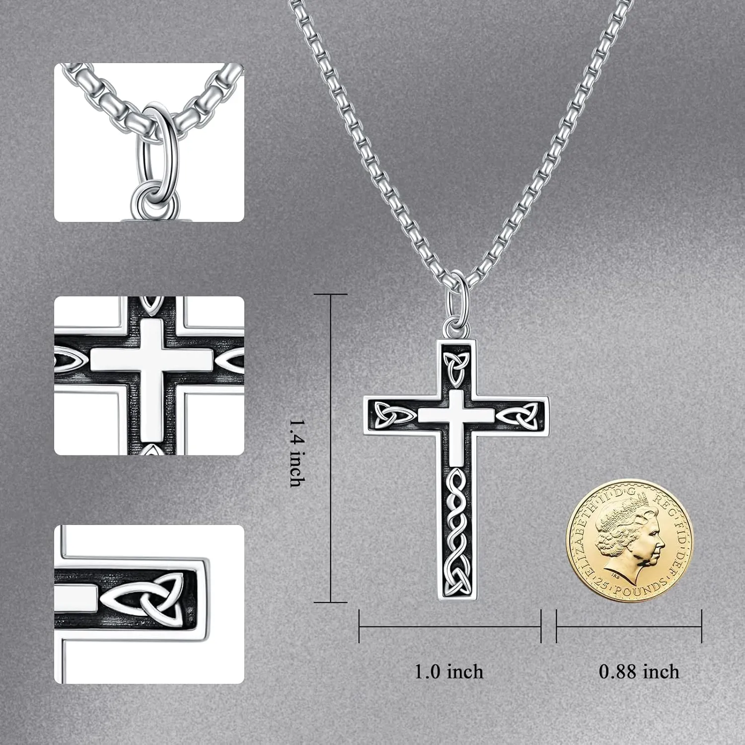 925 Sterling Silver Cross Necklace For Men Women Polished Delicate Crucifix Cross Pendant Jewelry Gifts for Birthday Christmas Valentine, 20/22/24 Inches