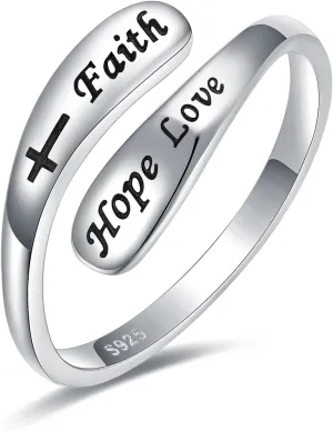 925 Sterling Silver Inspirational Adjustable Rings - Personality Encouragement Jewelry Gift For Women