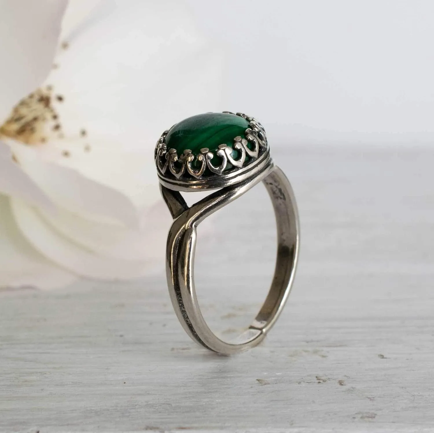 925 Sterling Silver Malachite Rings for Women - Anniversary Rings for Women - Sterling Silver Rings for Women - Dainty Sterling Silver Rings - Sterling Silver Malachite Ring - Anniversary Bands