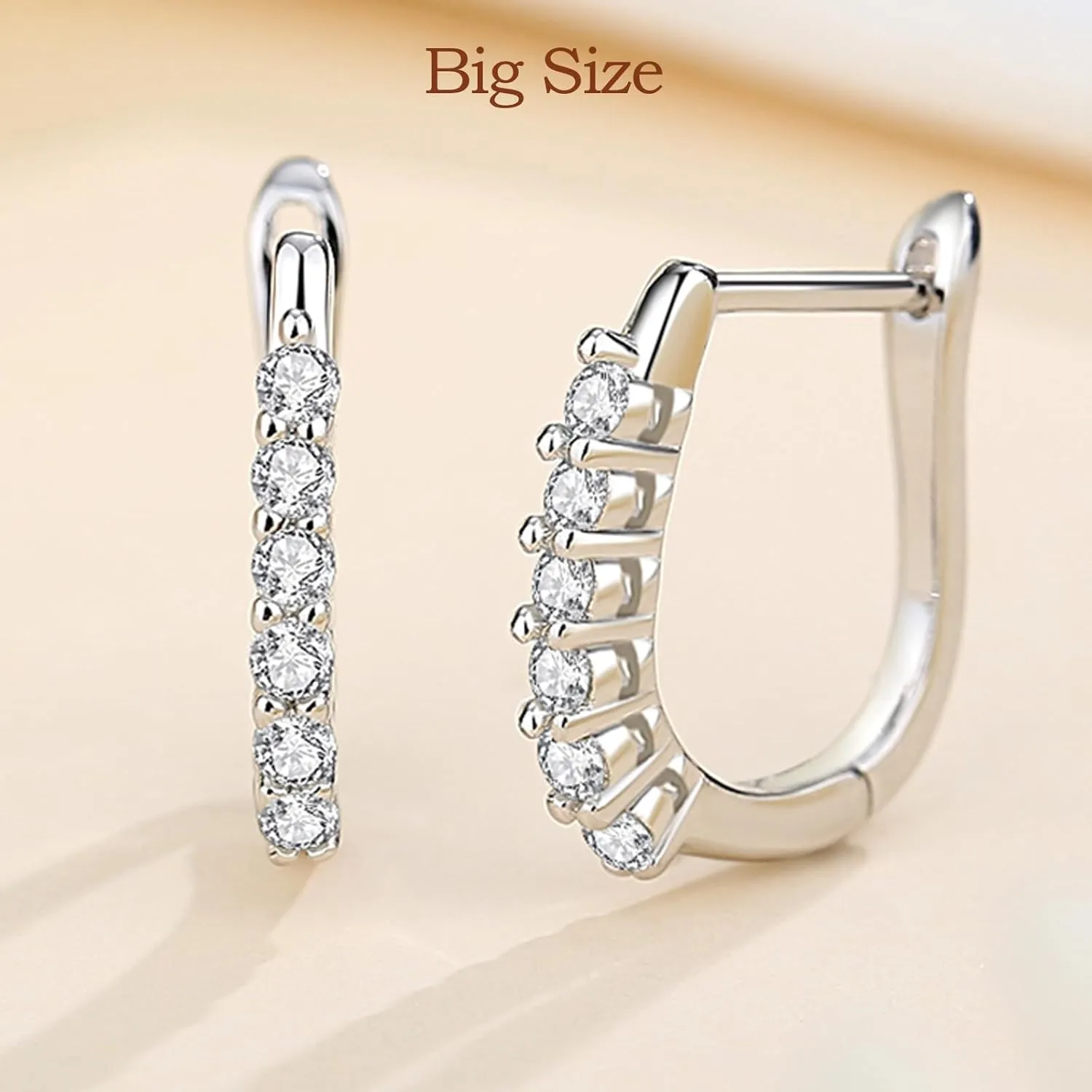 925 Sterling Silver Moissanite Hoop Earrings for Women, D Color Moissanite Hoop Earrings, Perfect Jewelry Gifts for Birthday Wedding Christmas