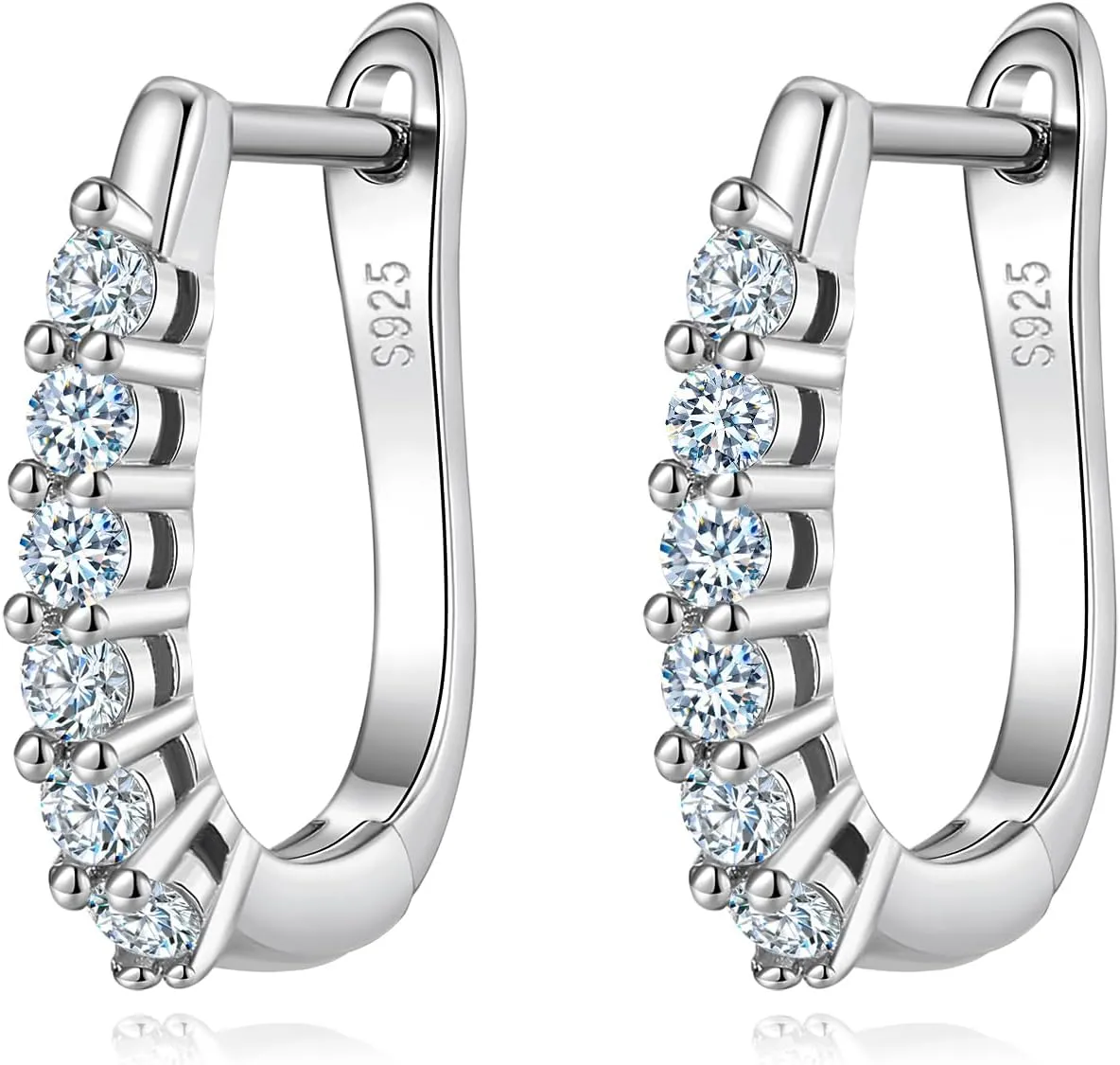 925 Sterling Silver Moissanite Hoop Earrings for Women, D Color Moissanite Hoop Earrings, Perfect Jewelry Gifts for Birthday Wedding Christmas