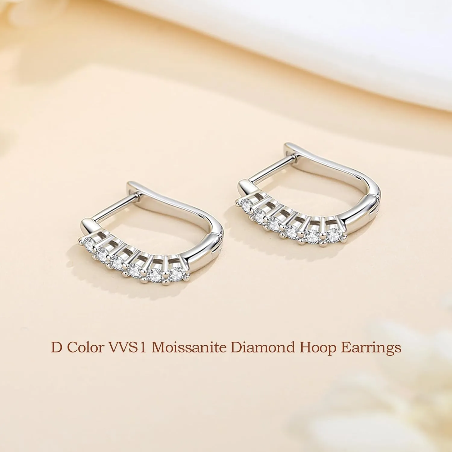 925 Sterling Silver Moissanite Hoop Earrings for Women, D Color Moissanite Hoop Earrings, Perfect Jewelry Gifts for Birthday Wedding Christmas