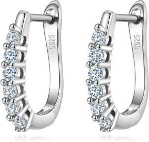 925 Sterling Silver Moissanite Hoop Earrings for Women, D Color Moissanite Hoop Earrings, Perfect Jewelry Gifts for Birthday Wedding Christmas