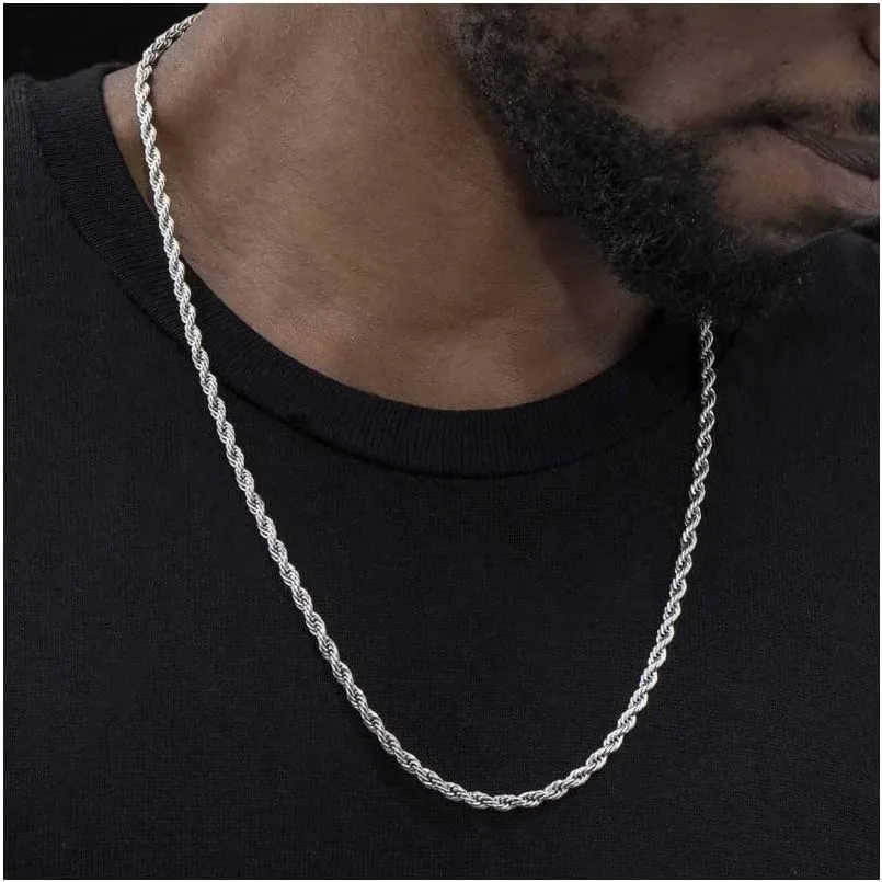 925 sterling silver necklace Diamond Cut Rope Chain Necklace, 5MM, 6MM, 7.5MM ,8.5MM- Mens Rope Chain, Sterling Silver Rope Chain Necklace For Men, Mens Rope Chain Bracelet,silver necklace made in italy