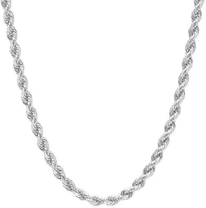 925 sterling silver necklace Diamond Cut Rope Chain Necklace, 5MM, 6MM, 7.5MM ,8.5MM- Mens Rope Chain, Sterling Silver Rope Chain Necklace For Men, Mens Rope Chain Bracelet,silver necklace made in italy