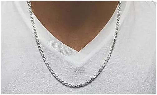 925 sterling silver necklace Diamond Cut Rope Chain Necklace, 5MM, 6MM, 7.5MM ,8.5MM- Mens Rope Chain, Sterling Silver Rope Chain Necklace For Men, Mens Rope Chain Bracelet,silver necklace made in italy