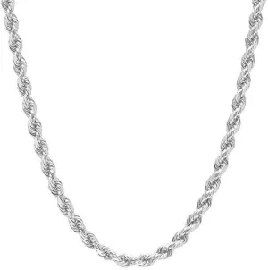 925 sterling silver necklace Diamond Cut Rope Chain Necklace, 5MM, 6MM, 7.5MM ,8.5MM- Mens Rope Chain, Sterling Silver Rope Chain Necklace For Men, Mens Rope Chain Bracelet,silver necklace made in italy