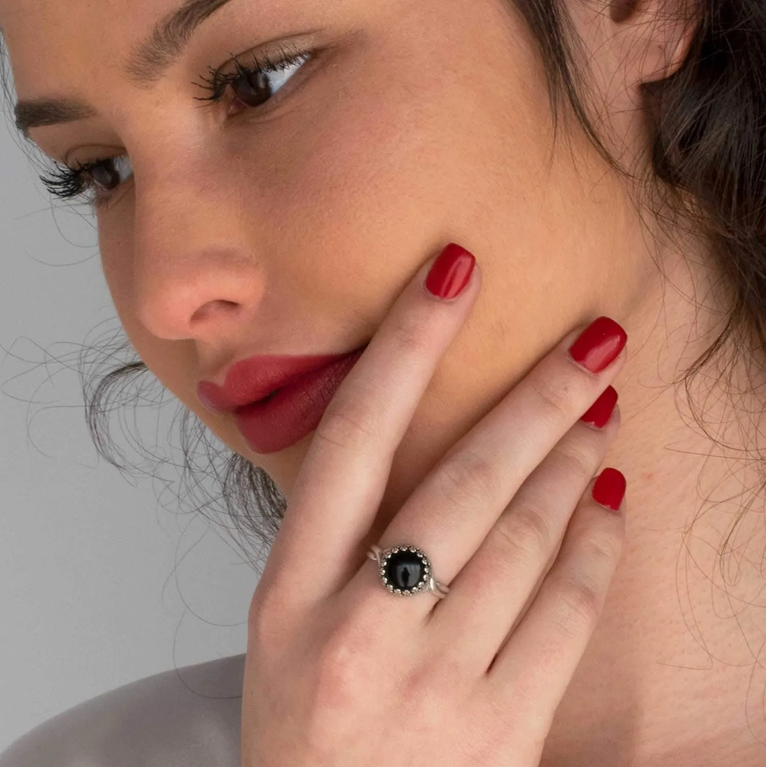 925 Sterling Silver Onyx Rings for Women - Anniversary Rings for Women - Sterling Silver Rings for Women - Dainty Sterling Silver Rings - Sterling Silver Onyx Ring - Anniversary Bands