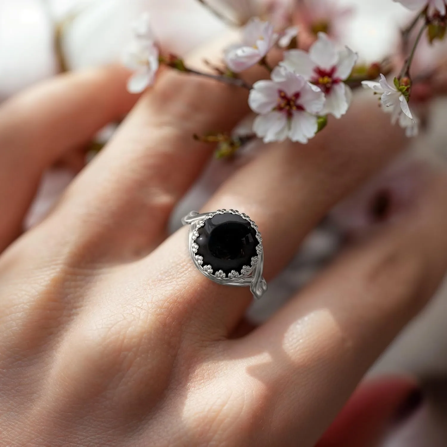 925 Sterling Silver Onyx Rings for Women - Anniversary Rings for Women - Sterling Silver Rings for Women - Dainty Sterling Silver Rings - Sterling Silver Onyx Ring - Anniversary Bands