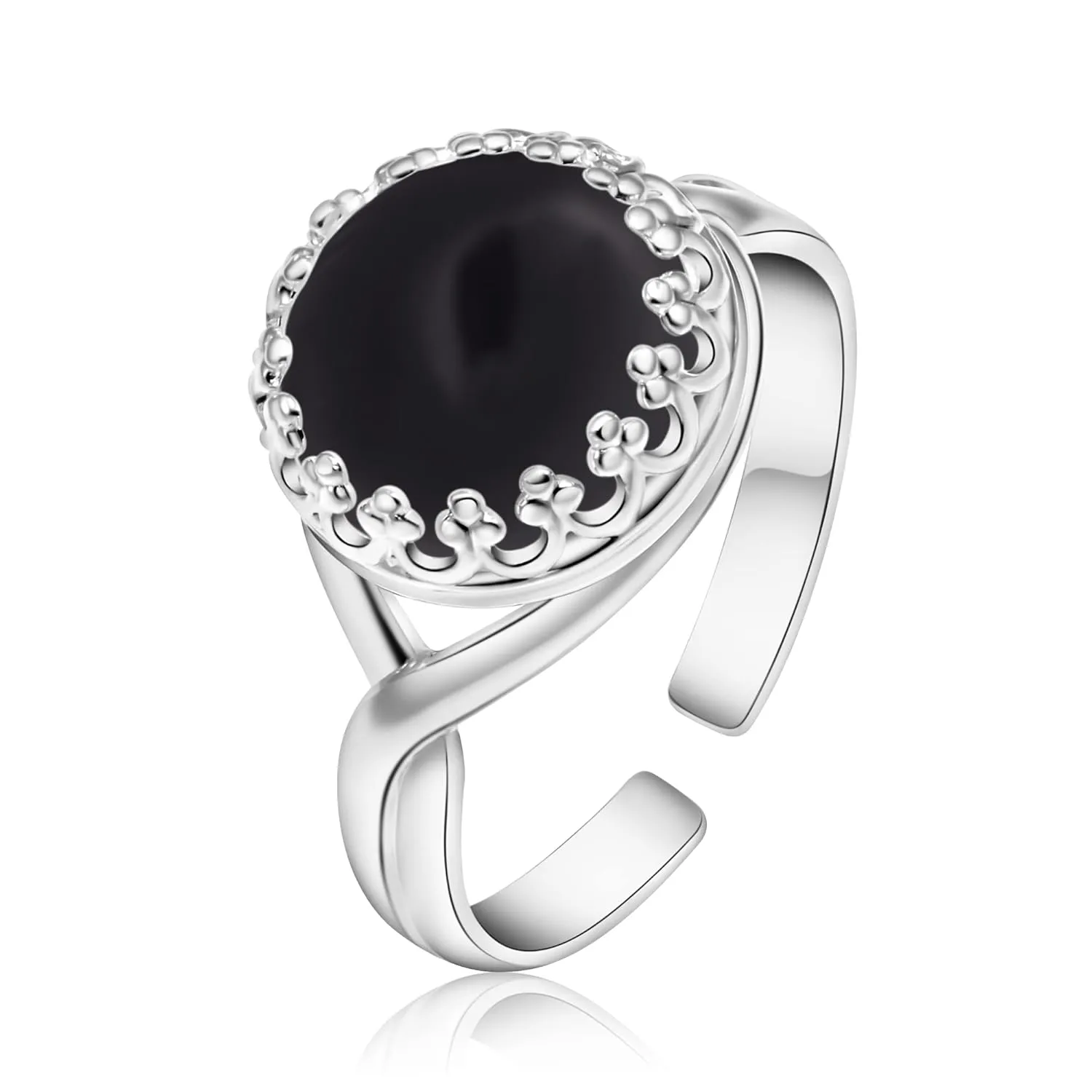 925 Sterling Silver Onyx Rings for Women - Anniversary Rings for Women - Sterling Silver Rings for Women - Dainty Sterling Silver Rings - Sterling Silver Onyx Ring - Anniversary Bands