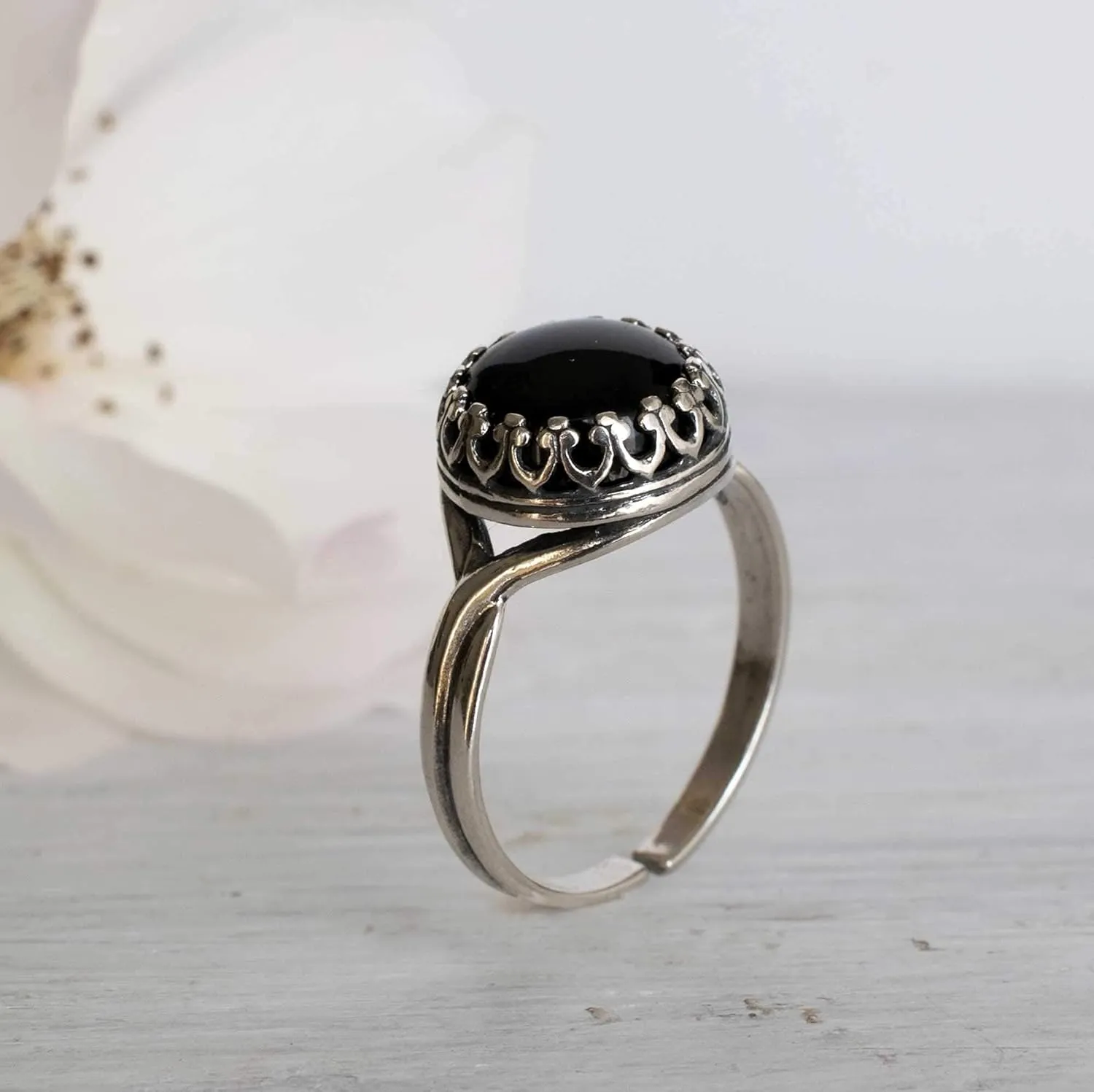 925 Sterling Silver Onyx Rings for Women - Anniversary Rings for Women - Sterling Silver Rings for Women - Dainty Sterling Silver Rings - Sterling Silver Onyx Ring - Anniversary Bands