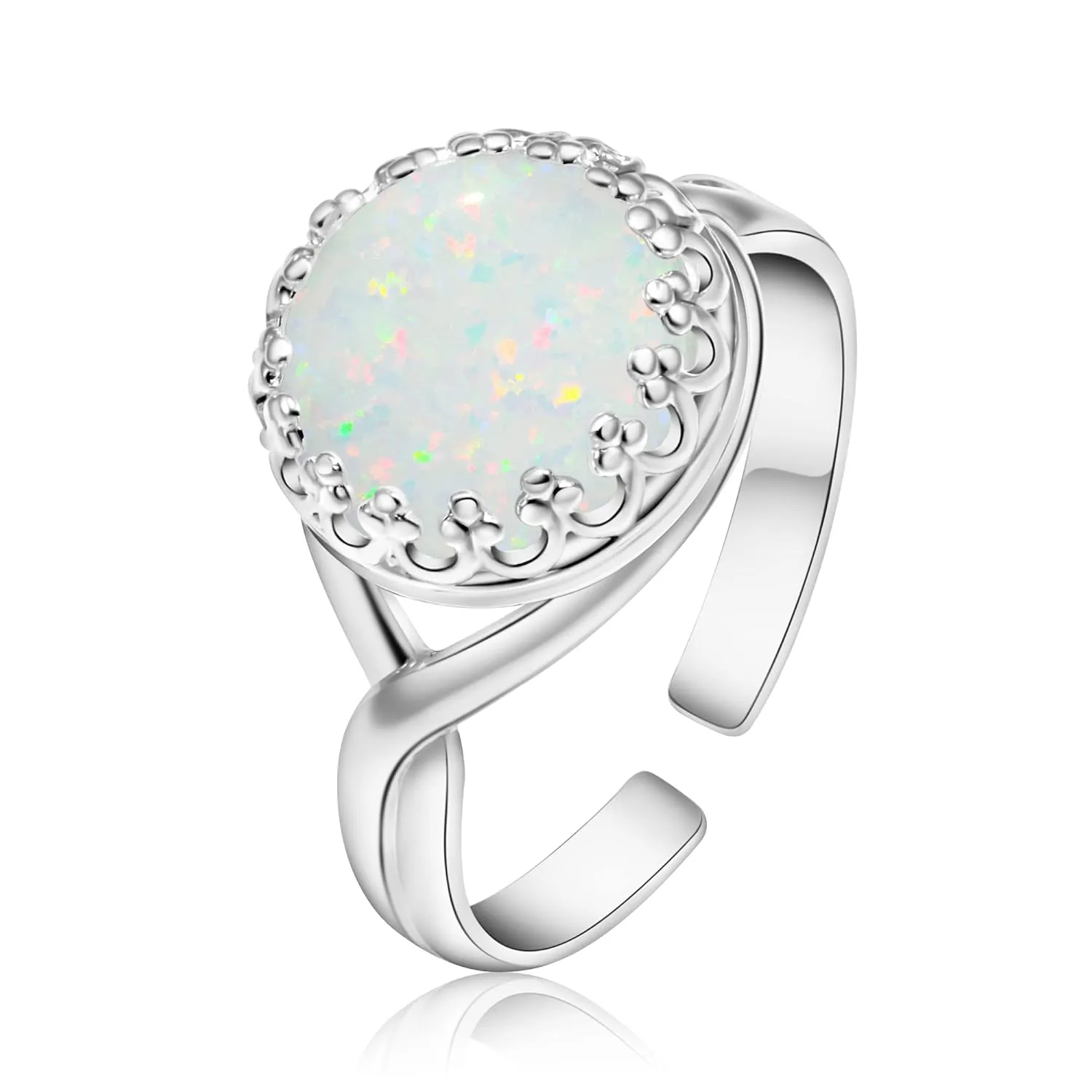 925 Sterling Silver White Opal Rings for Women - Anniversary Rings for Women - Sterling Silver Rings for Women - Dainty Sterling Silver Rings - Sterling Silver Opal Ring - Anniversary Bands