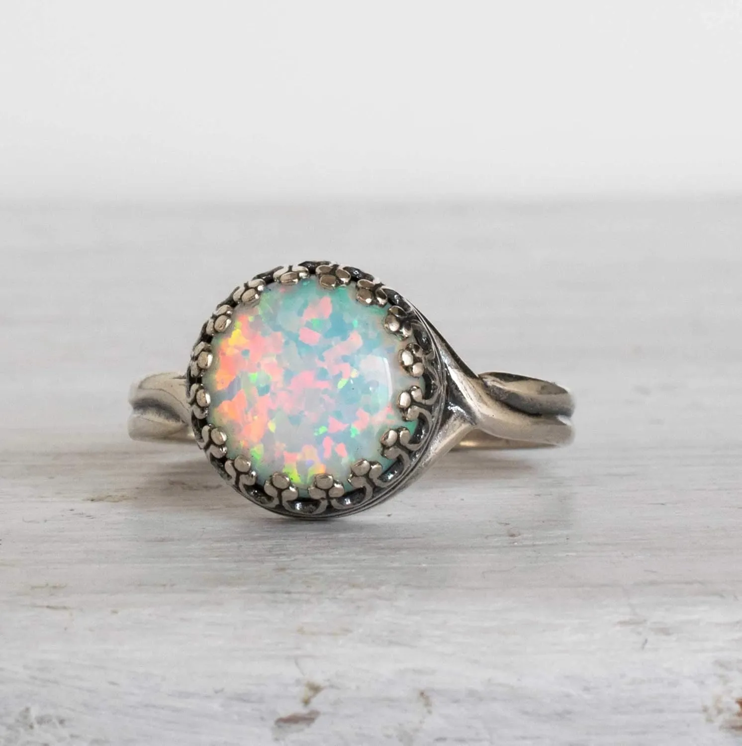 925 Sterling Silver White Opal Rings for Women - Anniversary Rings for Women - Sterling Silver Rings for Women - Dainty Sterling Silver Rings - Sterling Silver Opal Ring - Anniversary Bands