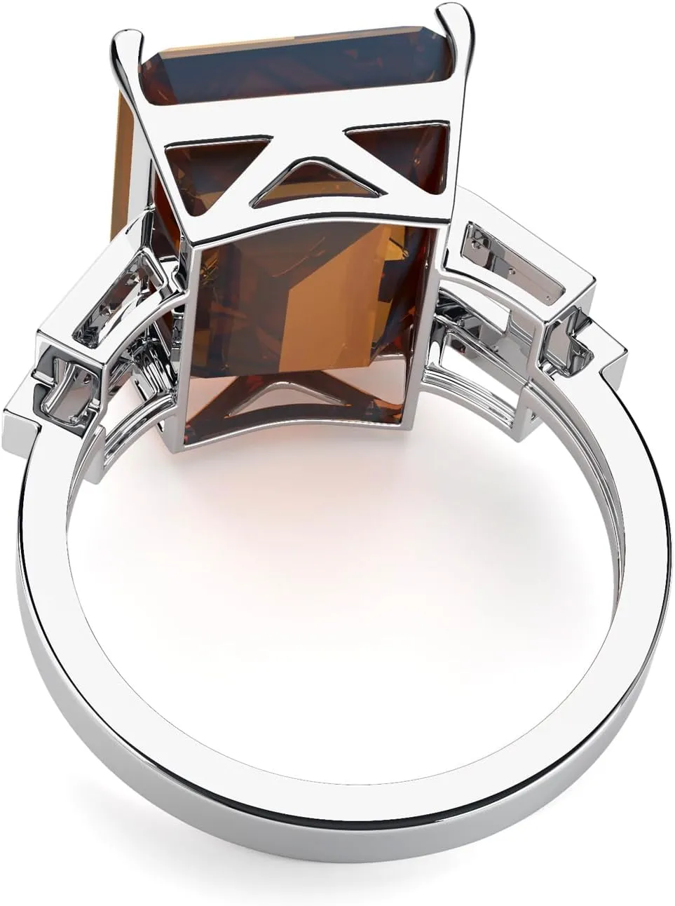 925 Sterling Silver Women Rings 5.9ct Smoky Quartz Statement Rings for Women Girls Cubic Zirconia Engagement Wedding Jewelry Size 6-10