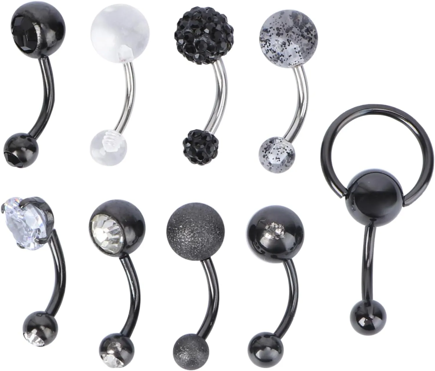 9Pcs Rhinestone Belly Button Ring Delicate Navel Jewelry Body Piercing Rings for Women Stylish and Comfortable Navel Studs with Lasting Luster