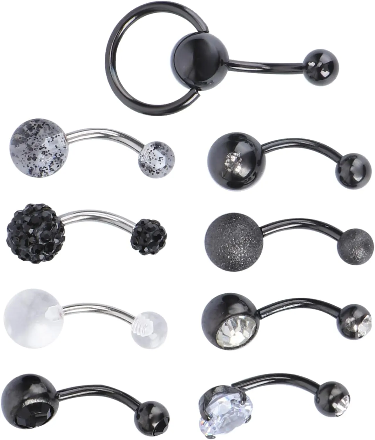 9Pcs Zircon Belly Button Rings Elegant Piercing Jewelry for Navel Chic Body Accessories for Women for Weddings Parties