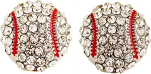 A Pair Unique Rhinestone Stud Drop Stackable Cute Basketball Volleyball Baseball Football Rugby Shiny Crystal Sport Earrings Jewelry for Women Teens