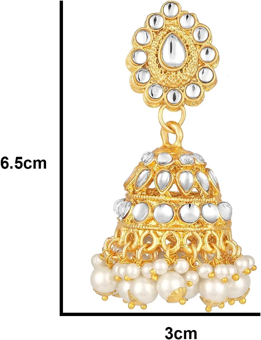 Aabhu Kundan Choker Necklace Set with Earrings & Maang Tikka, Gold-Plated Indian Wedding Jewelry Sets for Women, Traditional Indian Choker Necklace, Bollywood Jewelry, Indian Jewelry Set for Weddings & Parties