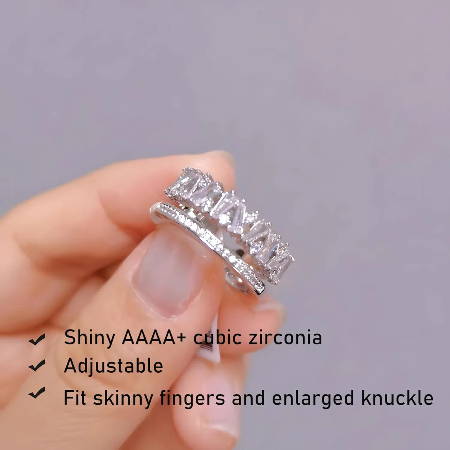 Adjustable 18k Gold Plated CZ Leaf Open Ring Dainty Double Cubic Zirconia Olive Branch Leaves Band Stacking Finger Rings Minimalist Cute Statement Ring Jewelry for Women Teen Girls