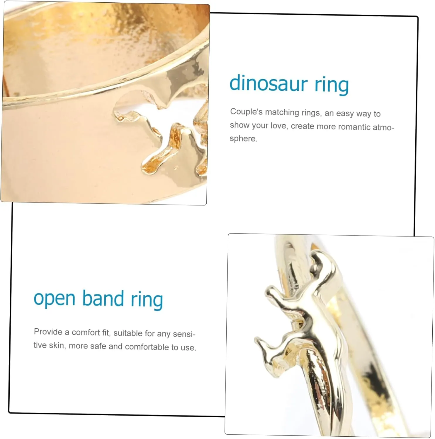 Adjustable Open Ring,Open Finger Ring,Couple Dinosaur Ring Promise Ring Engagement Rings Matching
