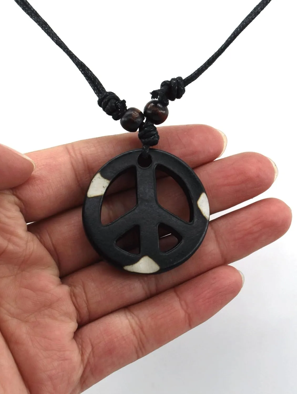 Adjustable Peace Sign Pendant Necklace for Mens,Hippie Accessories and Hippie Costume for 60s or 70s