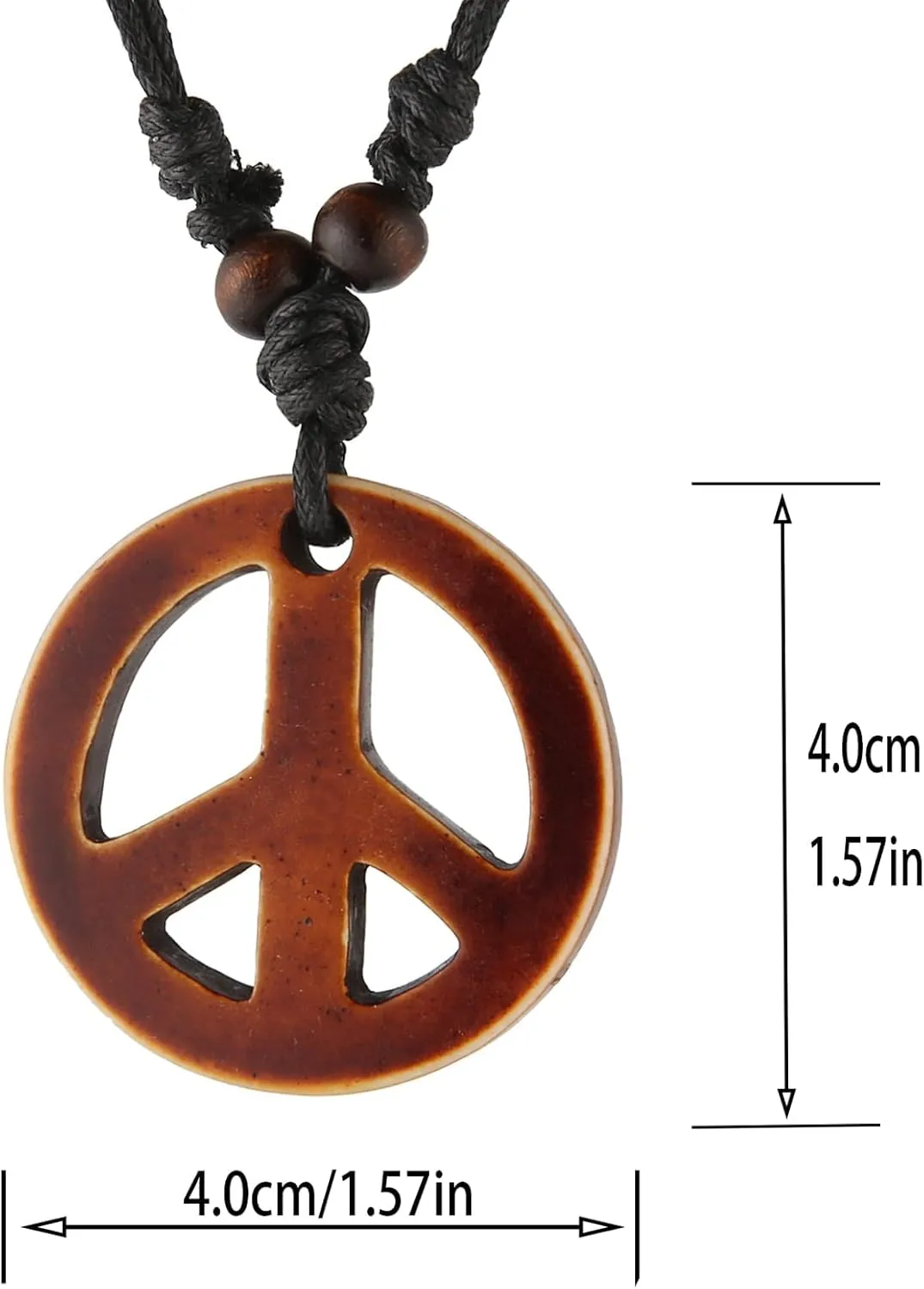 Adjustable Peace Sign Pendant Necklace for Mens,Hippie Accessories and Hippie Costume for 60s or 70s