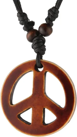 Adjustable Peace Sign Pendant Necklace for Mens,Hippie Accessories and Hippie Costume for 60s or 70s
