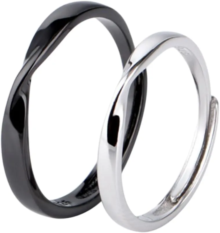 Adjustable Silver Jewelry for Couples Ring for Women Men Engagement Wedding Anniversary Birthday