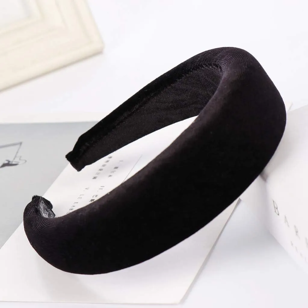 Adult Bandanas Hoop Sponge Headband Head Hair Girls Velvet Fashion Women Hair Hairband Sweet Headbands (Black, One Size)