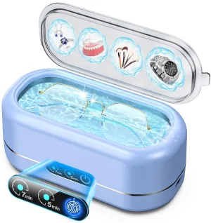 AI Ultrasonic Jewelry Cleaner,50KHz Professional Ultrasonic Cleaner Machine with 304 Stainless Steel for Jewelry, Dentures, Eyeglasses, Rings,Coin, Watch Strap, Tools, Hygiene Items (Blue)
