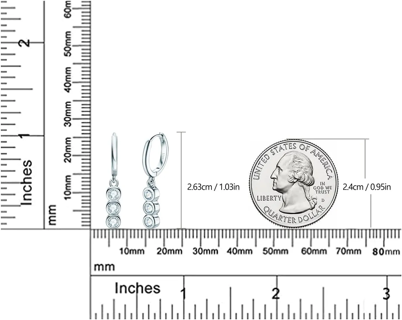 AINUOSHI Huggie Hoop Earrings Dangle Drop Moissanite Earrings for Women, 925 Sterling Silver with 18K White Gold / 14K Gold Plated, Hypoallergenic, Jewelry Box Packed