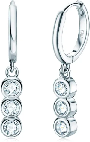 AINUOSHI Huggie Hoop Earrings Dangle Drop Moissanite Earrings for Women, 925 Sterling Silver with 18K White Gold / 14K Gold Plated, Hypoallergenic, Jewelry Box Packed
