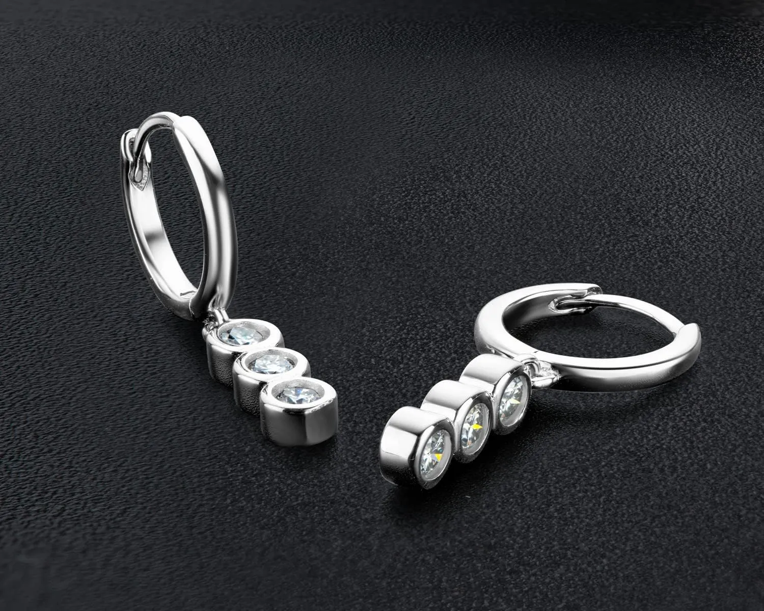 AINUOSHI Huggie Hoop Earrings Dangle Drop Moissanite Earrings for Women, 925 Sterling Silver with 18K White Gold / 14K Gold Plated, Hypoallergenic, Jewelry Box Packed