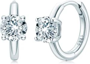 AINUOSHI Moissanite Huggie Hoop Earrings for Women, 1 Carat Per Pair, D-E Color, 925 Sterling Silver with Gold Plating, Hypoallergenic, Jewelry Box Packed